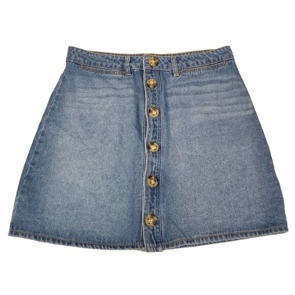 Harper Heritage Dresses & Skirts - Harper Heritage Jean Skirt Mini Skirt Denim Button Front Light wash Size Large
